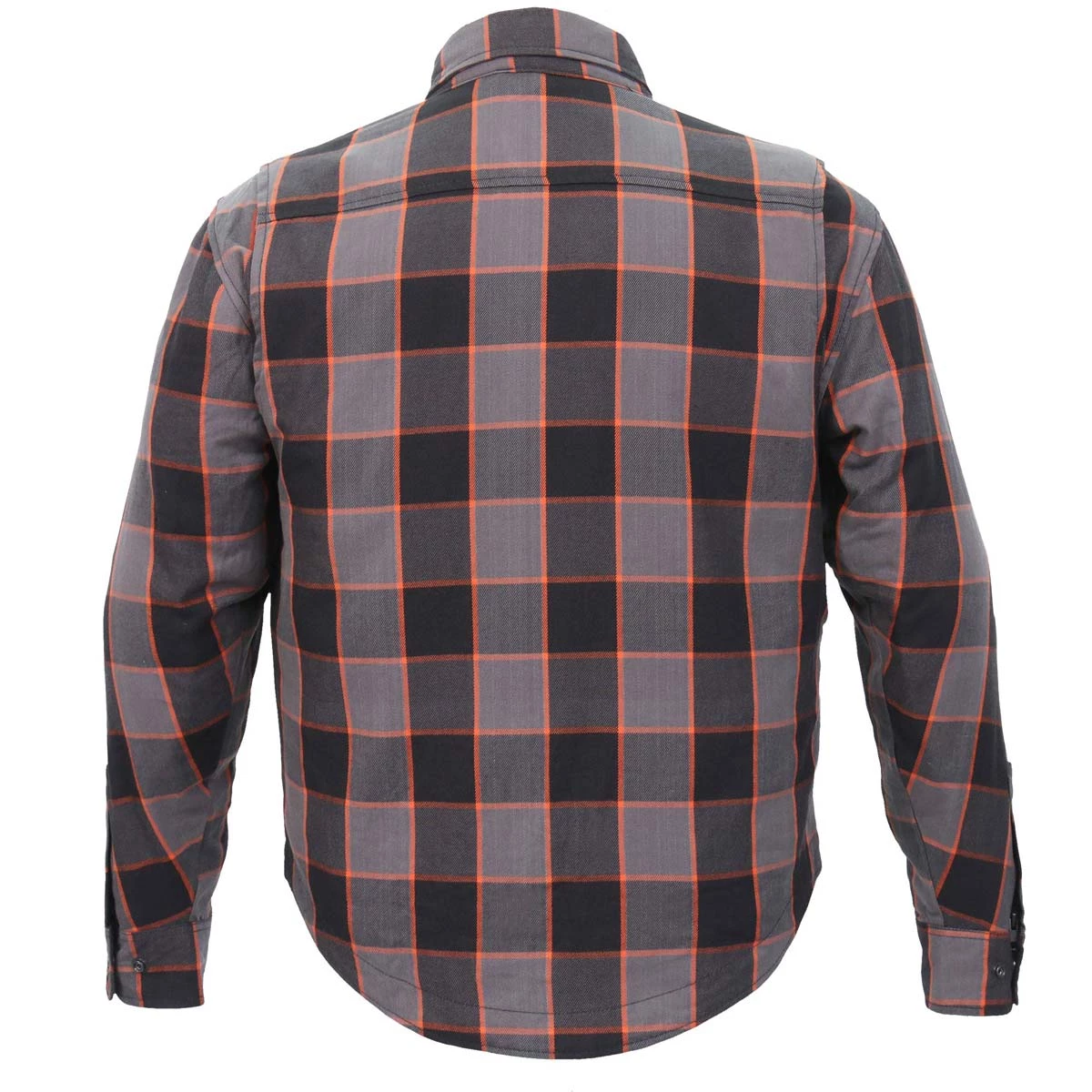 Hot Leathers JKM3010 Men's Black And Grey With Orange Armored Flannel Shirt Armored Flannel Shirts