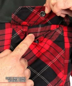 Hot Leathers JKM3201 Men's Red And Black Kevlar Reinforced Leather And Plaid Flannel Shirt