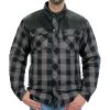 Hot Leathers JKM3203 Men's Grey And Black Kevlar Reinforced Leather And Plaid Flannel Shirt