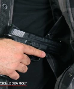 Hot Leathers JKM3203 Men's Grey And Black Kevlar Reinforced Leather And Plaid Flannel Shirt