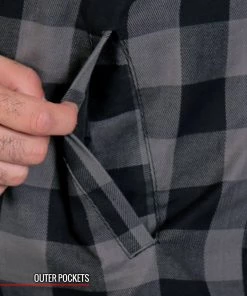 Hot Leathers JKM3203 Men's Grey And Black Kevlar Reinforced Leather And Plaid Flannel Shirt