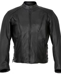 Hot Leathers JKM5002 Men's USA Made Vented Premium Leather Motorcycle Jacket With Side Lace Leather Motorcycle Jackets