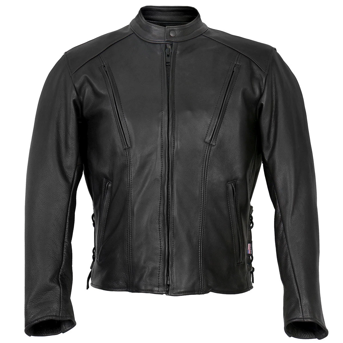 Hot Leathers JKM5002 Men's USA Made Vented Premium Leather Motorcycle Jacket With Side Lace Leather Motorcycle Jackets