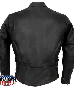 Hot Leathers JKM5002 Men's USA Made Vented Premium Leather Motorcycle Jacket With Side Lace Leather Motorcycle Jackets