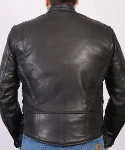 Hot Leathers JKM5002 Men's USA Made Vented Premium Leather Motorcycle Jacket With Side Lace Leather Motorcycle Jackets