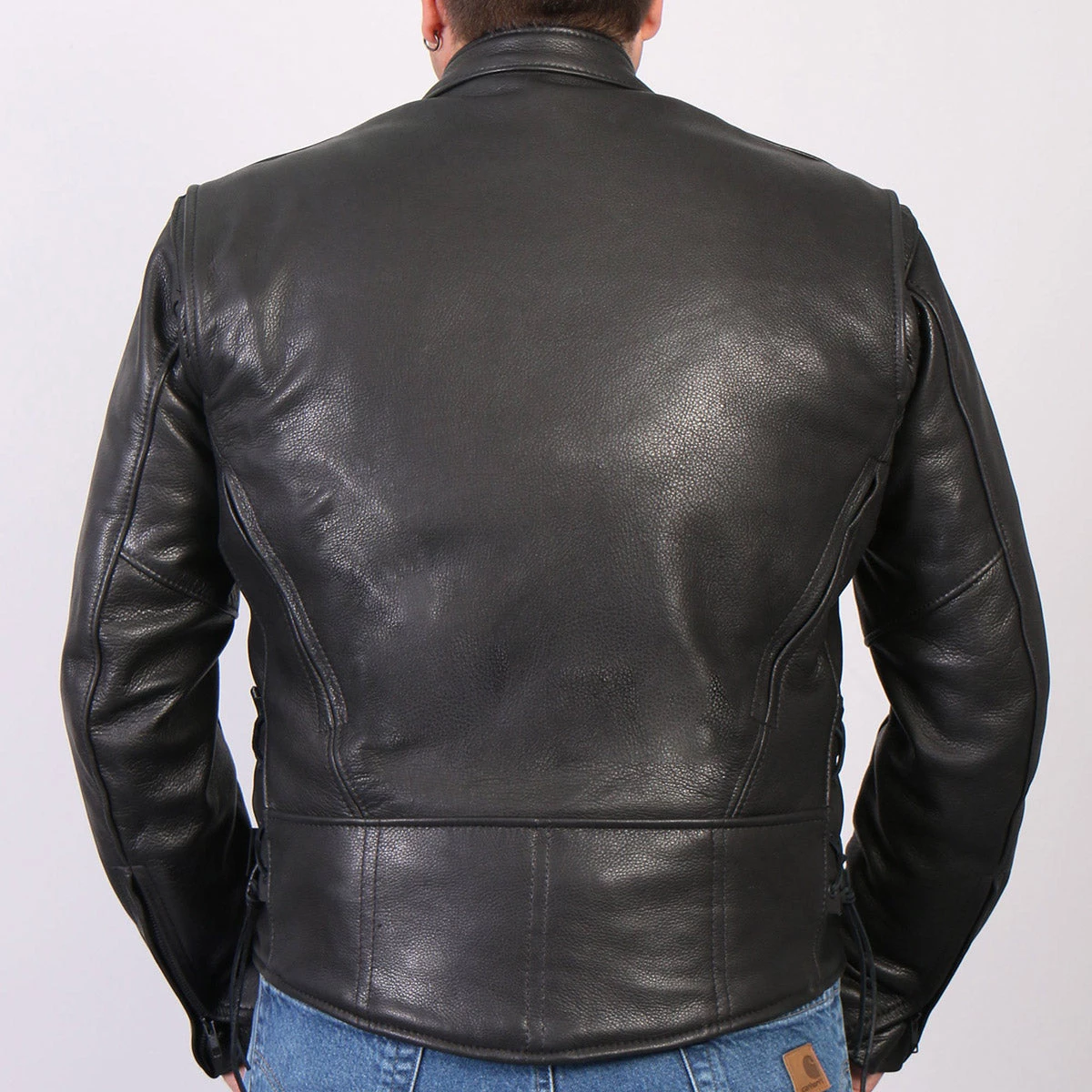 Hot Leathers JKM5002 Men's USA Made Vented Premium Leather Motorcycle Jacket With Side Lace Leather Motorcycle Jackets