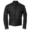 Hot Leathers JKM5003 Men’s USA Made Premium Black Leather Motorcycle Jacket With Reflective Piping