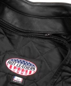 Hot Leathers JKM5003 Men’s USA Made Premium Black Leather Motorcycle Jacket With Reflective Piping
