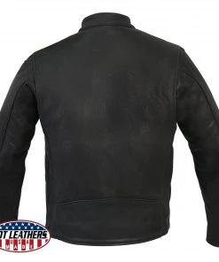 Hot Leathers JKM5006 USA Made Men's Black Leather Motorcycle Jacket Leather Motorcycle Jackets