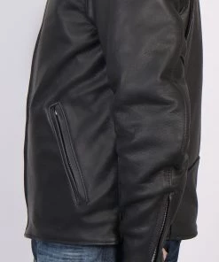 Hot Leathers JKM5006 USA Made Men's Black Leather Motorcycle Jacket Leather Motorcycle Jackets