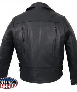 Leather Motorcycle Jackets Hot Leathers JKM5008 Men's USA Made Black Premium Leather Vented Motorcycle Jacket
