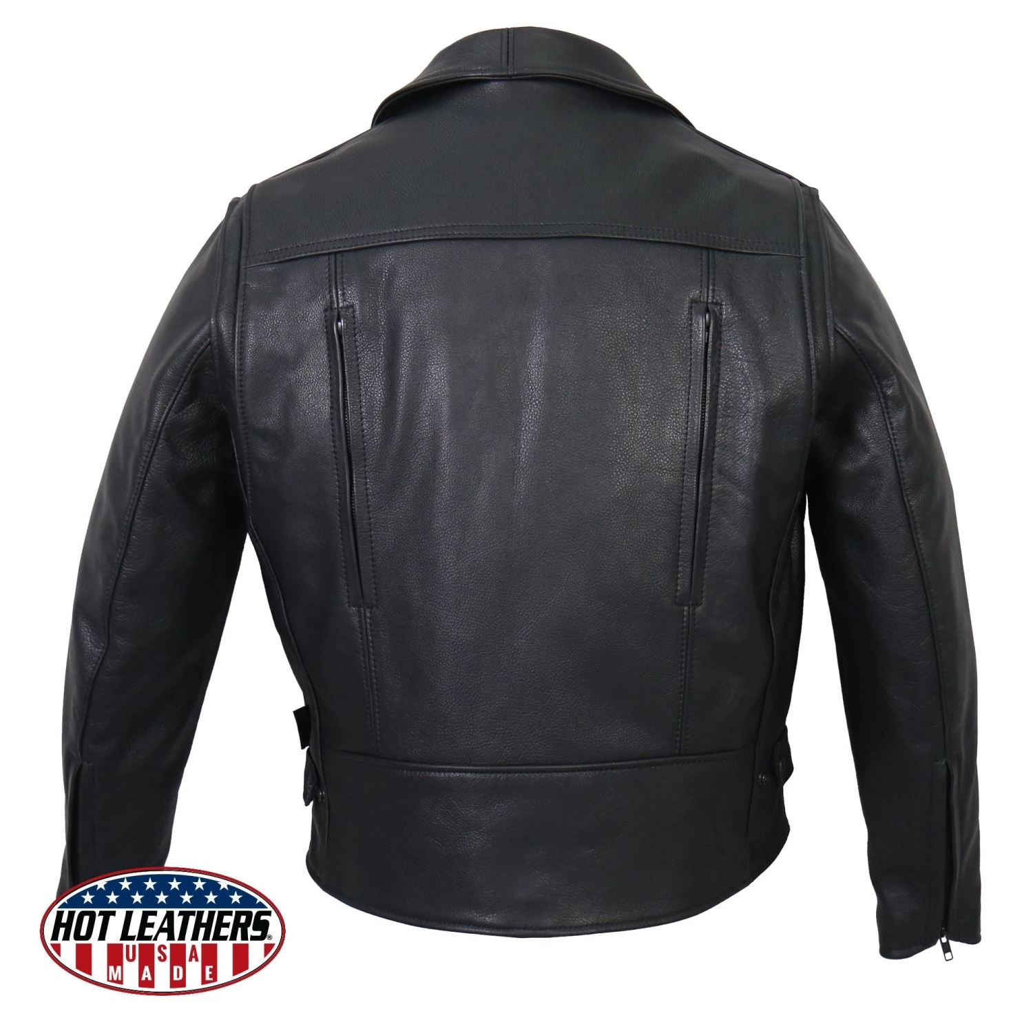 Leather Motorcycle Jackets Hot Leathers JKM5008 Men's USA Made Black Premium Leather Vented Motorcycle Jacket