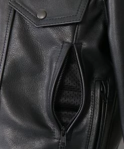 Leather Motorcycle Jackets Hot Leathers JKM5008 Men's USA Made Black Premium Leather Vented Motorcycle Jacket