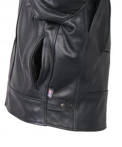 Leather Motorcycle Jackets Hot Leathers JKM5008 Men's USA Made Black Premium Leather Vented Motorcycle Jacket