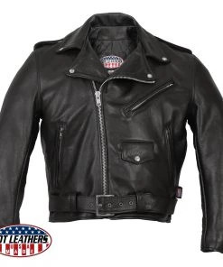 Hot Leathers JKM5009 Men's USA Made Black Premium Leather Vented Motorcycle Jacket Leather Motorcycle Jackets