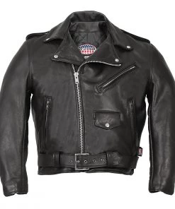 Hot Leathers JKM5009 Men's USA Made Black Premium Leather Vented Motorcycle Jacket Leather Motorcycle Jackets