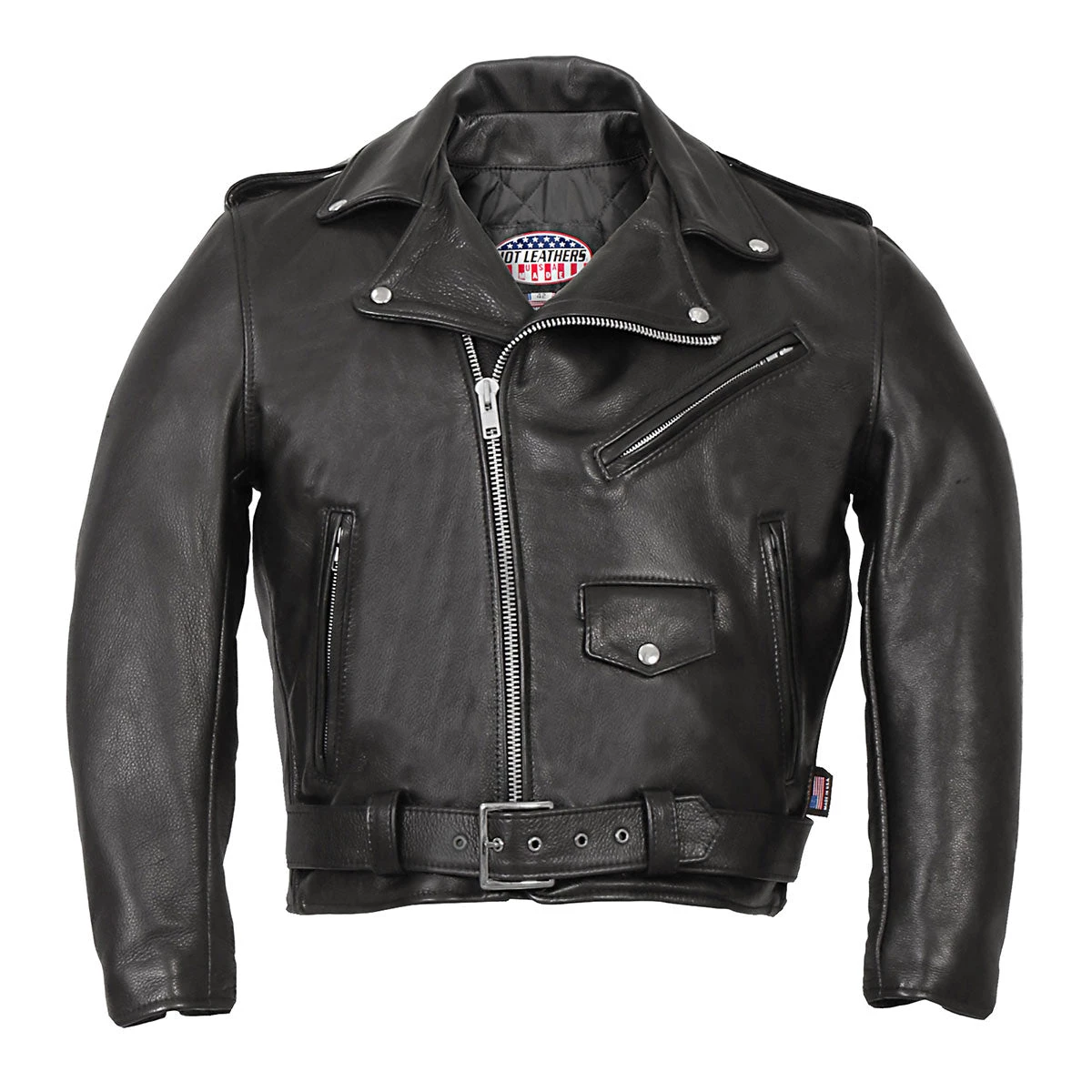 Hot Leathers JKM5009 Men's USA Made Black Premium Leather Vented Motorcycle Jacket Leather Motorcycle Jackets