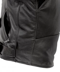 Hot Leathers JKM5009 Men's USA Made Black Premium Leather Vented Motorcycle Jacket Leather Motorcycle Jackets