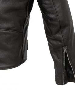 Hot Leathers JKM5009 Men's USA Made Black Premium Leather Vented Motorcycle Jacket Leather Motorcycle Jackets