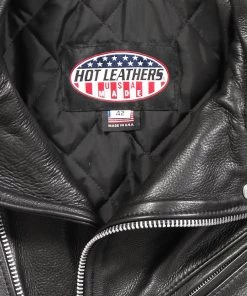 Hot Leathers JKM5009 Men's USA Made Black Premium Leather Vented Motorcycle Jacket Leather Motorcycle Jackets