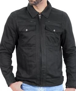Hot Leathers JKM6001 Men's Black Denim Armored Shirt Jacket