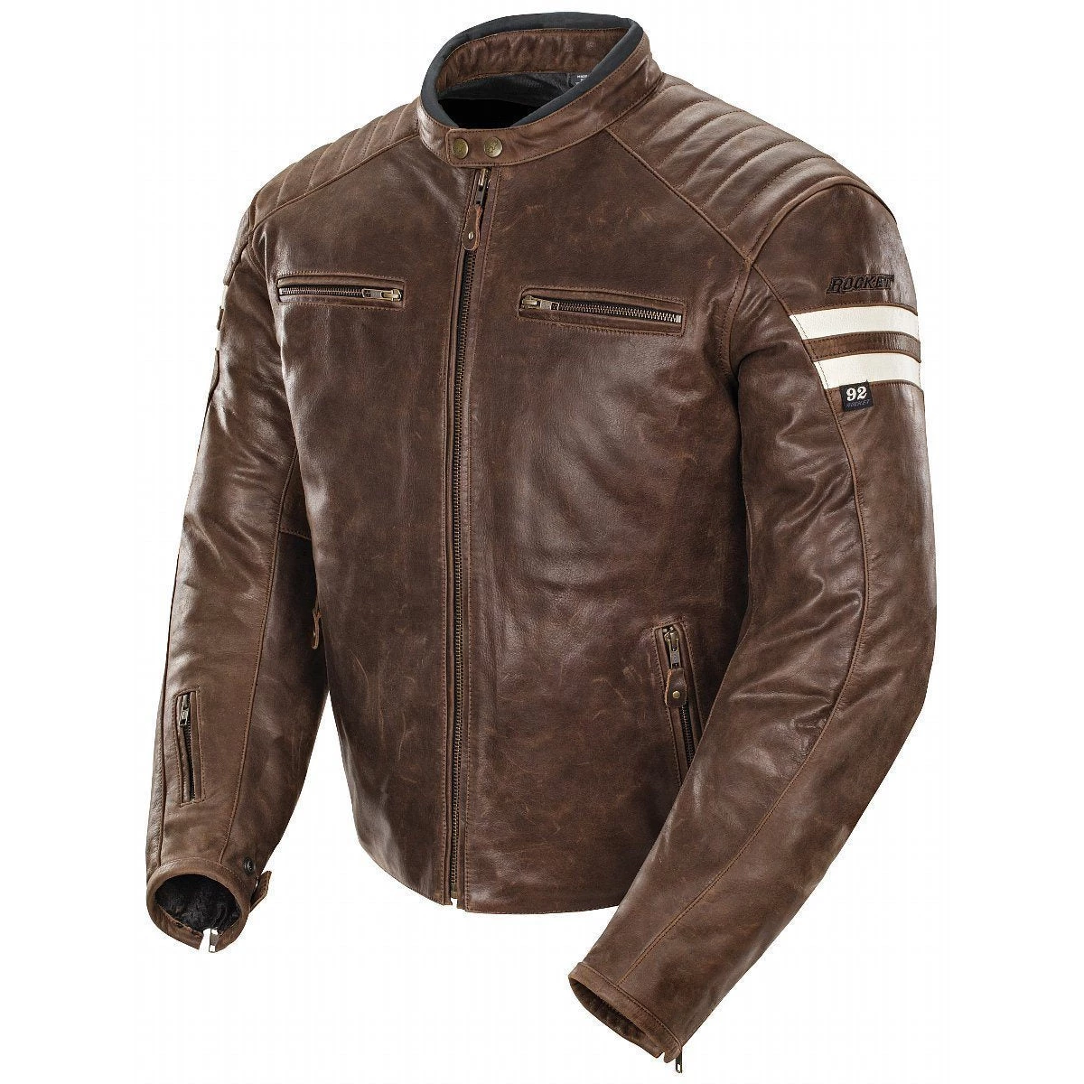 Casual Jackets Joe Rocket 'Classic 92' Mens Brown And Cream Leather Jacket