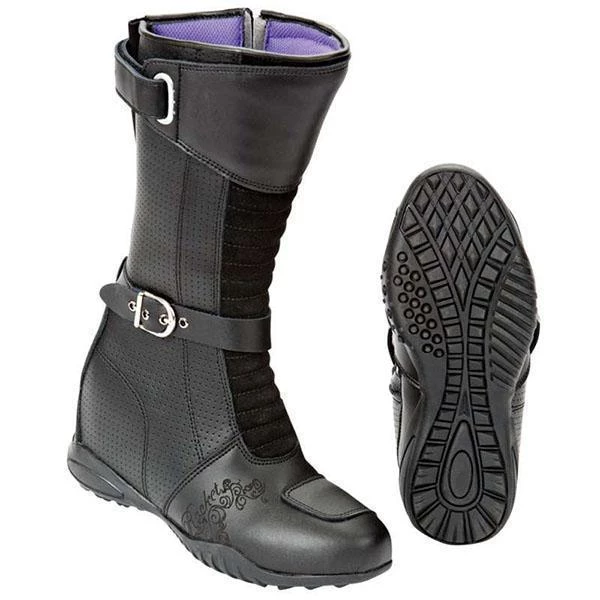 Joe Rocket 'Heartbreaker' Women's Black Leather Motorcycle Boots Riding Gear