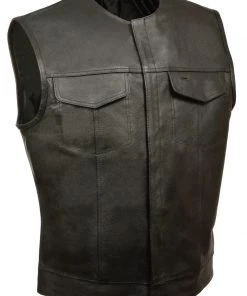 Motorcycle Vests Just Leather JSL1937Z Men's Black 'Club' Leather Vest