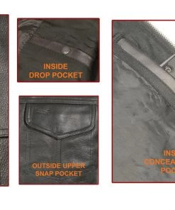 Motorcycle Vests Just Leather JSL1937Z Men's Black'Club' Leather Vest