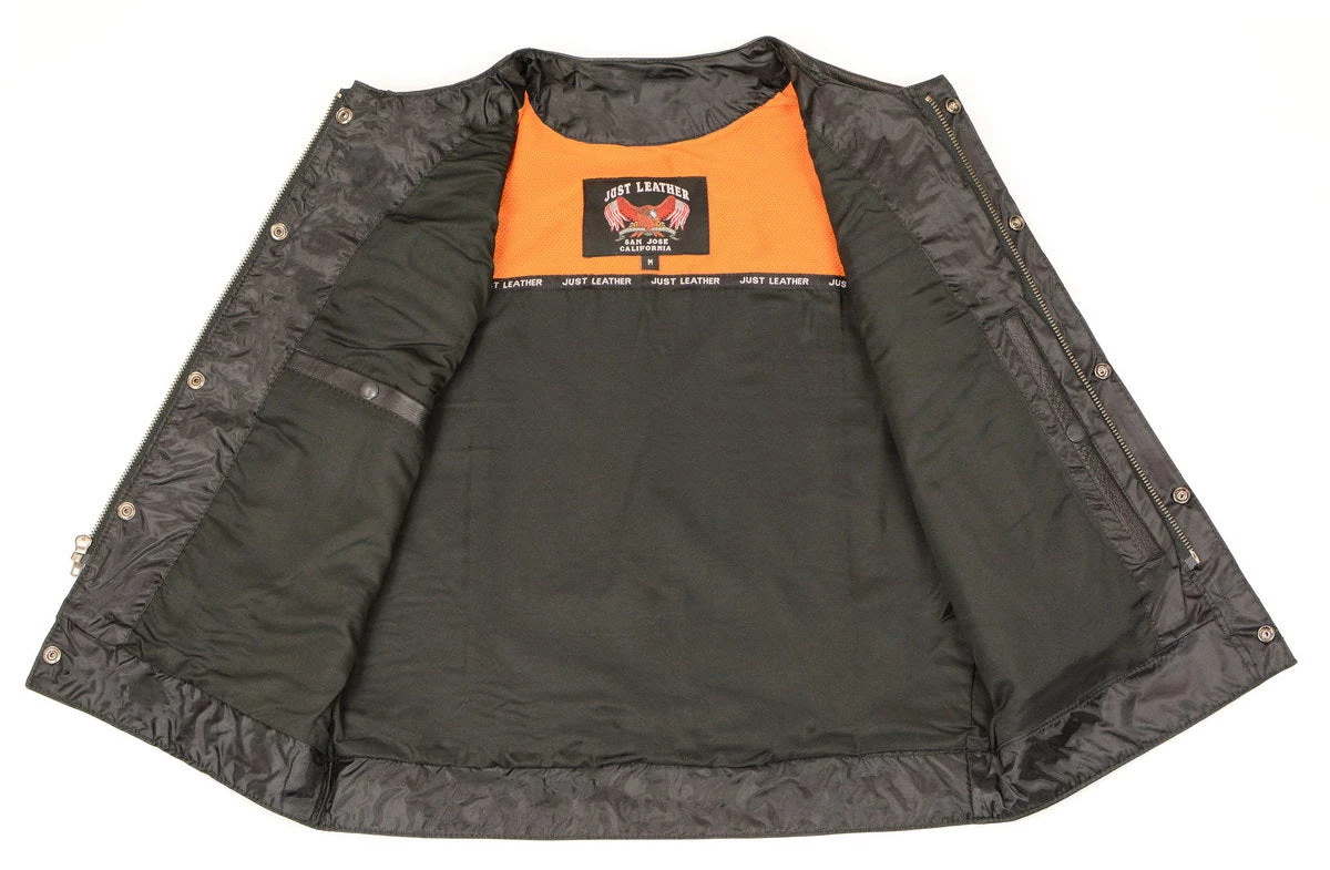 Motorcycle Vests Just Leather JSL1937Z Men's Black 'Club' Leather Vest