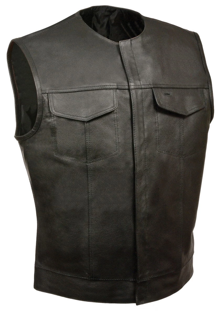 Motorcycle Vests Just Leather JSL1937Z Men's Black 'Club' Leather Vest