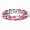 Hot Leathers JWB3102 Pink Motorcycle Chain Stainless Steel Bracelets Riding Gear