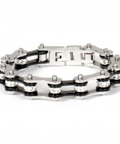 Hot Leathers JWB3105 Black Motorcycle Chain Stainless Steel Bracelets Riding Gear