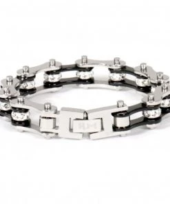 Hot Leathers JWB3105 Black Motorcycle Chain Stainless Steel Bracelets Riding Gear