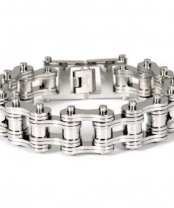 Riding Gear Hot Leathers JWB4102 Double Wide Silver Motorcycle Chain Bracelets