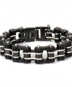 Hot Leathers JWB4103 Double Wide Black Motorcycle Chain Bracelets