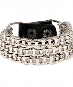Hot Leathers JWB5103 Triple Wide Silver Motorcycle Chain Bracelets Riding Gear