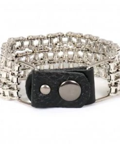 Hot Leathers JWB5103 Triple Wide Silver Motorcycle Chain Bracelets Riding Gear