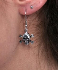 Hot Leathers JWE1103 Stainless Steel Skull And Crossbones Earrings