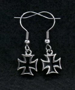 Hot Leathers JWE1107 Stainless Steel Iron Cross Earrings Riding Gear