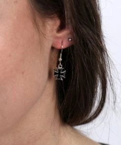 Hot Leathers JWE1107 Stainless Steel Iron Cross Earrings Riding Gear
