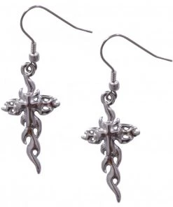 Riding Gear Hot Leathers JWE1110 Stainless Steel Cross Flames Earrings
