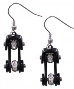 Riding Gear Hot Leathers JWE1112 Black Bike Chain Earrings
