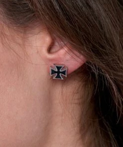 Riding Gear Hot Leathers JWE2103 Iron Cross Post Earrings