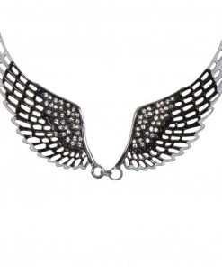Hot Leathers JWN1007 Black Angel Wings Necklace