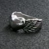 Hot Leathers JWR1101 Women's Silver 'Winged Heart' Stainless-Steel Ring Riding Gear