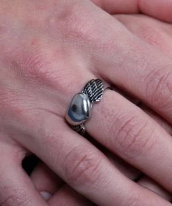 Hot Leathers JWR1101 Women's Silver'Winged Heart' Stainless-Steel Ring Riding Gear