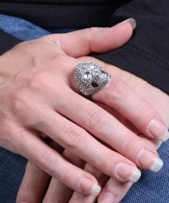 Riding Gear Hot Leathers JWR1113 Bling Skull Stainless Steel Ring