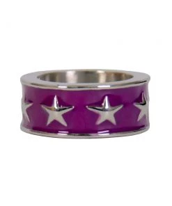 Hot Leathers JWR1119 Women's Purple Stainless Steel Ring With Stars