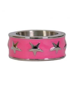 Hot Leathers JWR1120 Women's Pink Stainless Steel Ring With Stars Riding Gear